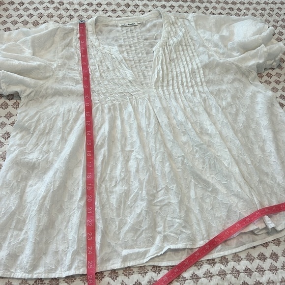 Roller Rabbit Tunic Notch Collar Tassel Belted White Cotton Flutter Sleeve Top - Picture 10 of 14